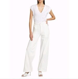 Frame Womens Jeans Size 31 White Braided Waist Wide Leg Stretch Denim New